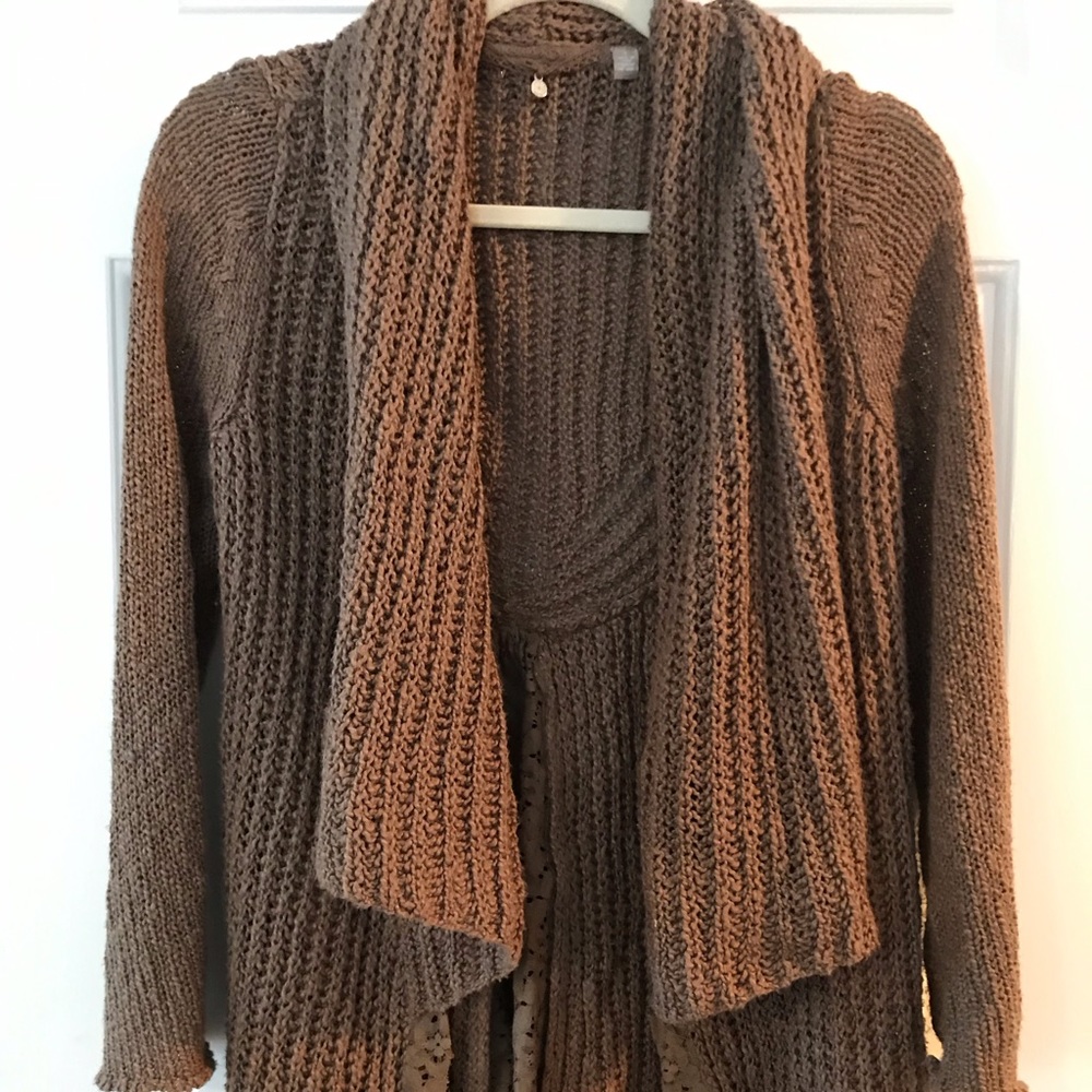 Anthropologie knit sweater with lace pieces m